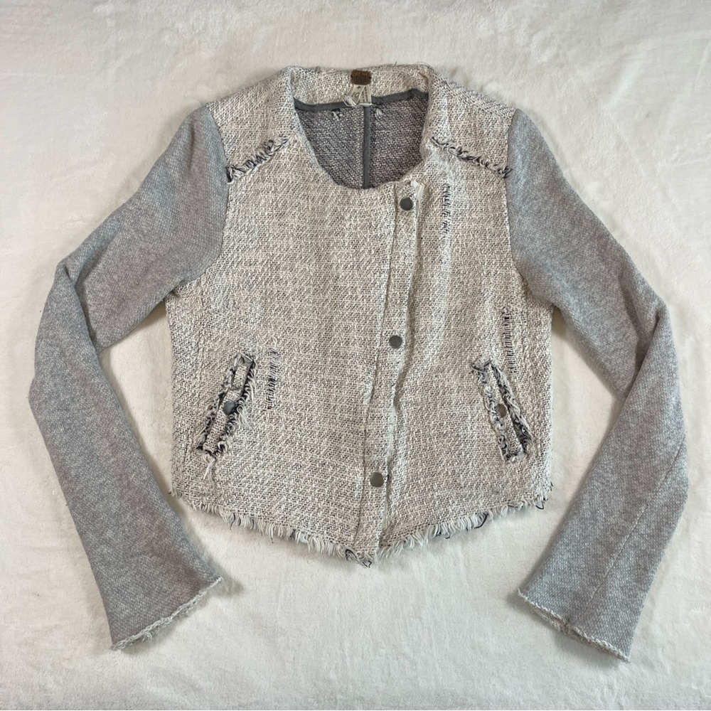 We the free distressed tweed moto jacket free people